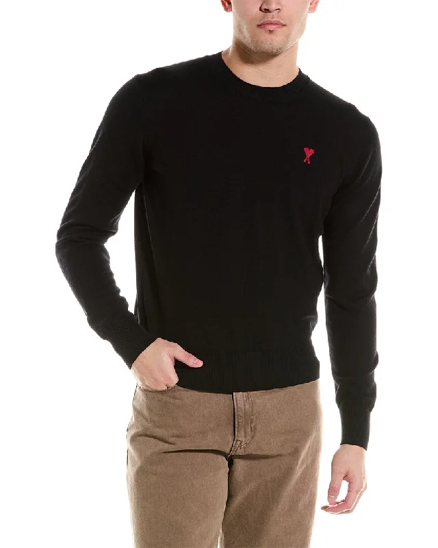 AMI PARIS Wool Crewneck Sweater Luxurious Men's High