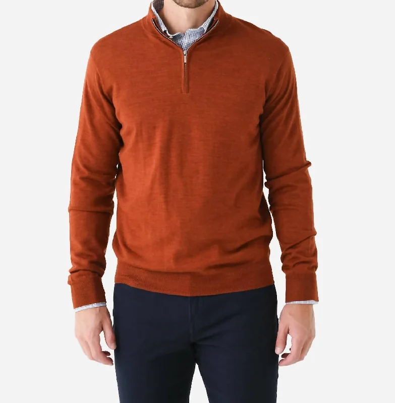 Autumn Crest Quarter-Zip Sweater In Cider Traditional Men's Country