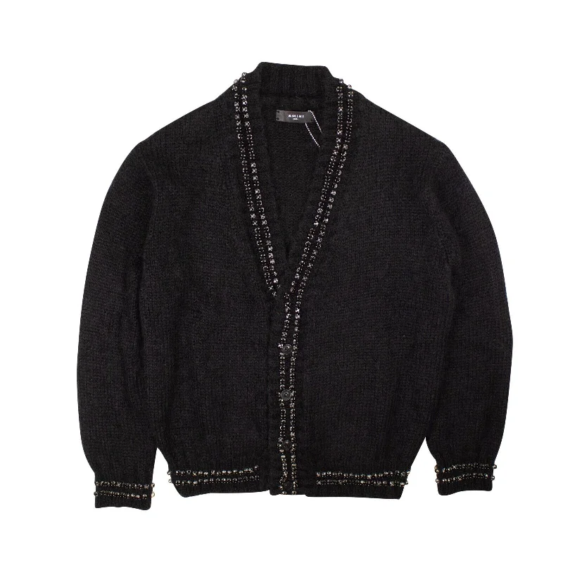 Black Embellished Mohair Cardigan Business