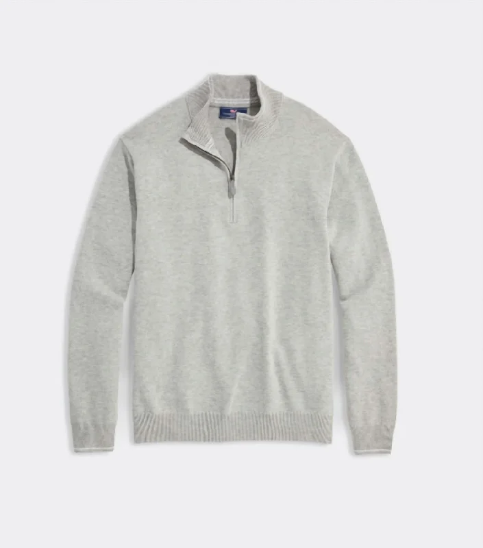 Boathouse Tipped Quarter-Zip In Light Grey Heather Sophisticated Men's 