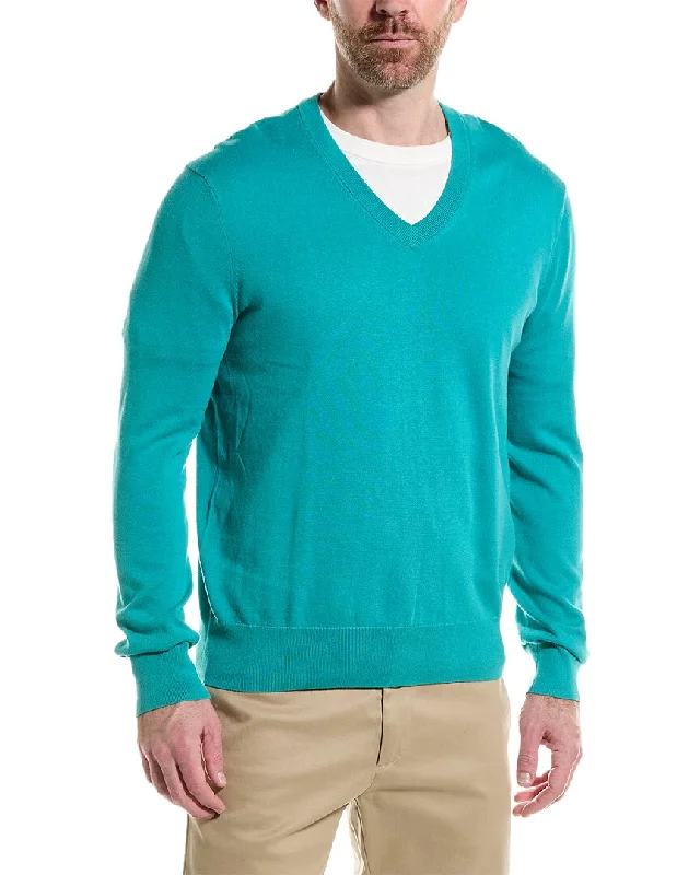 Brooks Brothers Jersey V-Neck Sweater Stylish Men's Tropical 