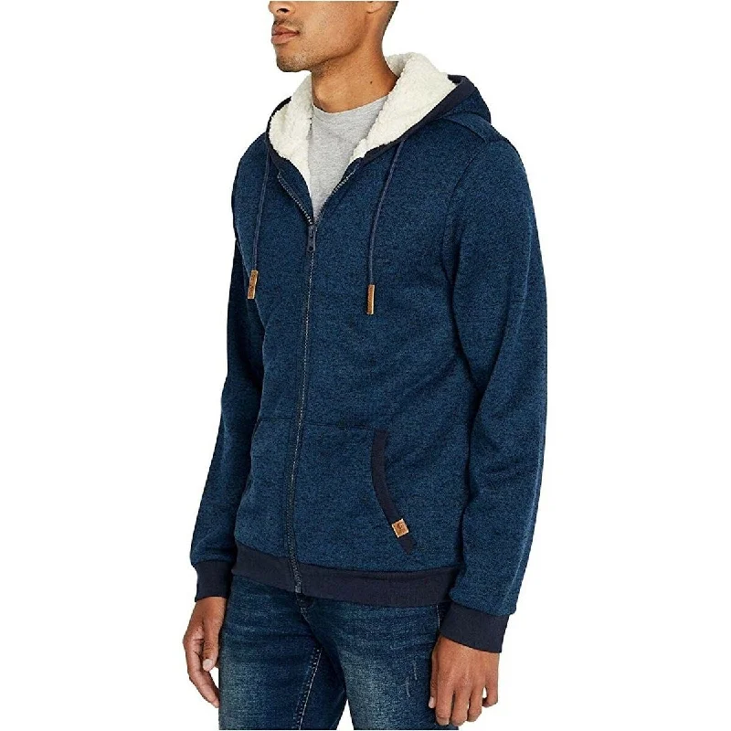 Buffalo David Bitton Men's Fortino Full-Zip Sherpa-Lined Hoodie Navy Size Extra Large Cozy Men's Sherpa