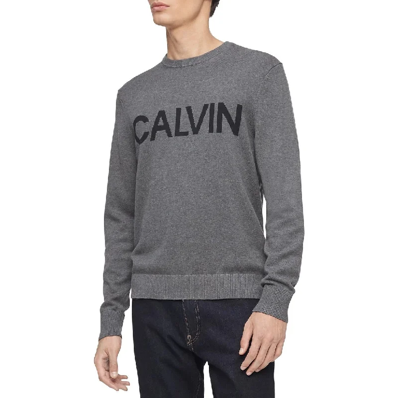 Calvin Klein Men's Logo Sweater Gray Size X-Large Masculine Men's 