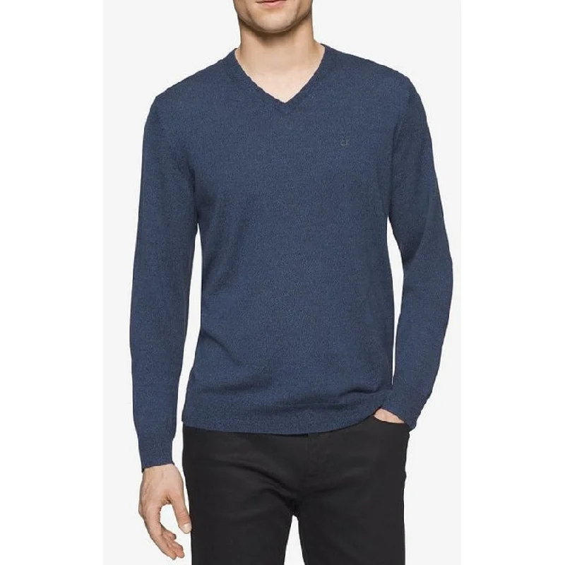 Calvin Klein Men's Merino Crew-Neck Sweater Blue Size X-Small - XS Athletic Men's High