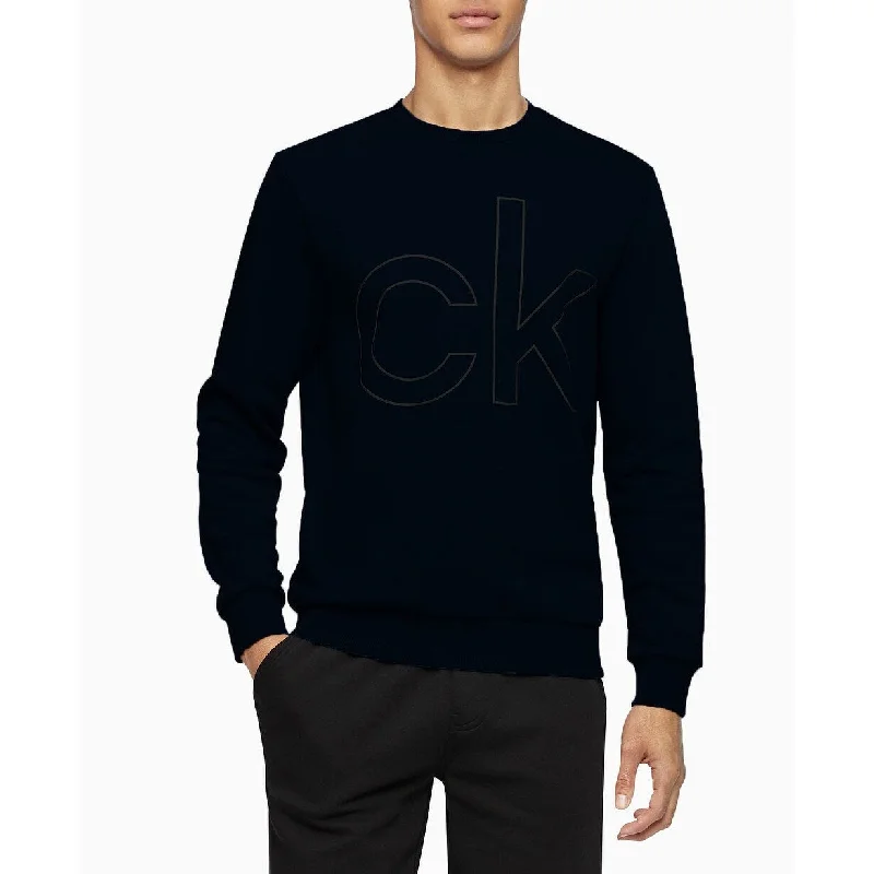 Calvin Klein Men's Metallic Logo Print Crewneck Sweatshirt Black Size Medium Youthful Men's Pop