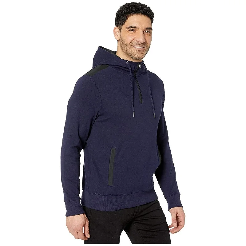 Calvin Klein Men's Woven Blocked 1/4 Zip Hood Maritime Blue Size Large Preppy Men's College