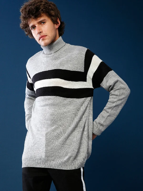 Campus Sutra Men Stylish Striped Casual Sweaters Elegant Men's Cashmere