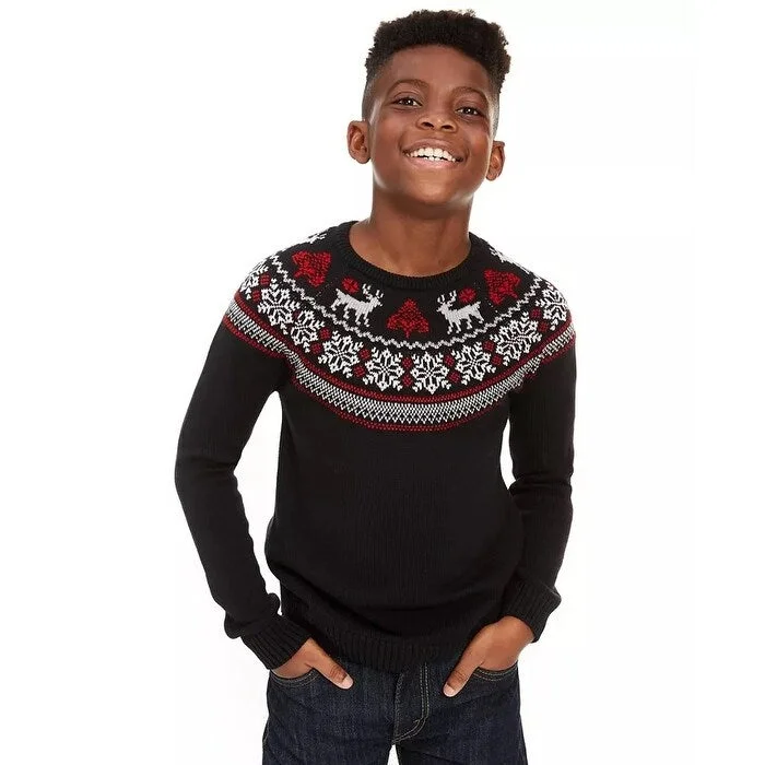 Charter Club Big Boys Fair Isle Family Sweater Black Size Medium Vacation