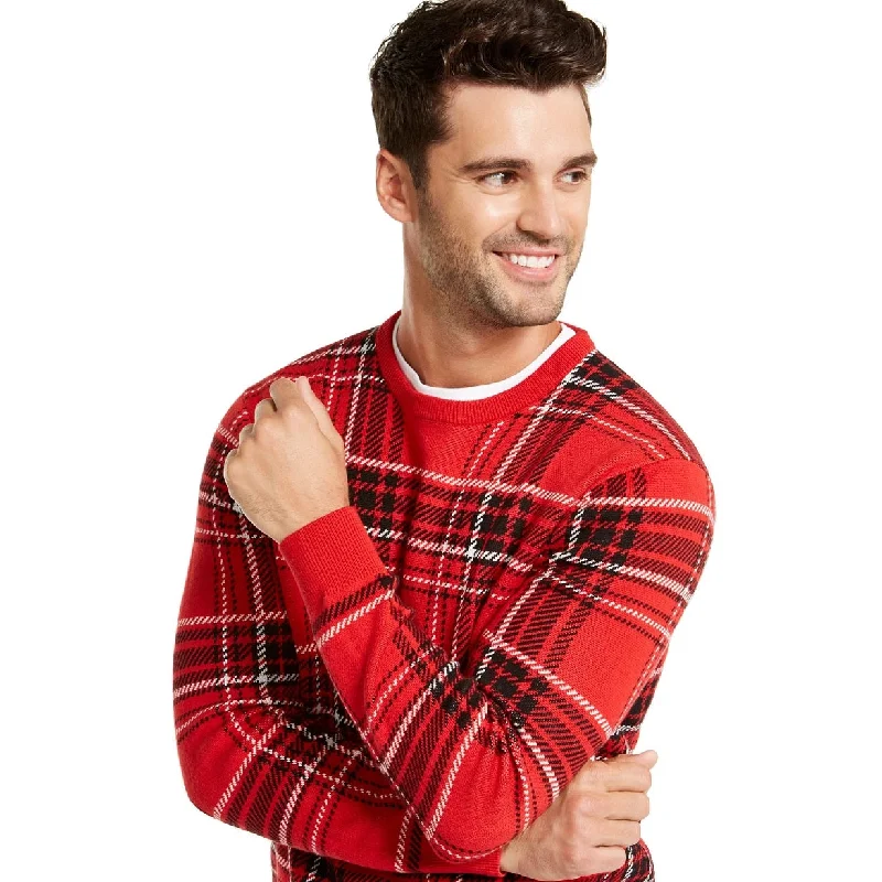 Charter Club Men's Plaid Family Sweater Red - Size Small British Gentleman Style