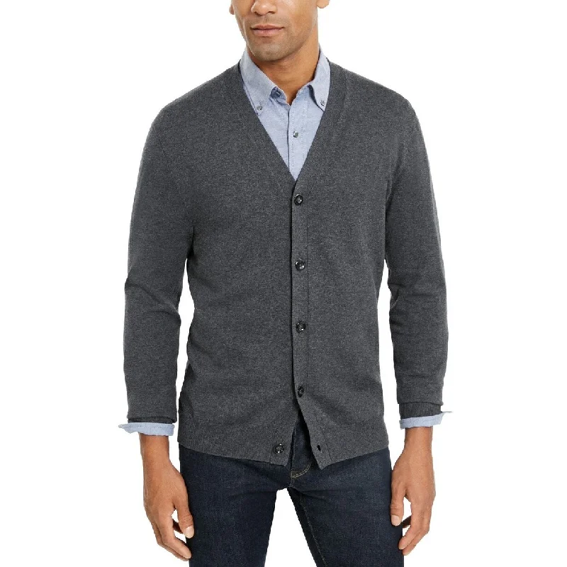 Club Room Men's Knit V-Neck Cardigan Charcoal Size 2 Extra Large Dynamic Men's Moto