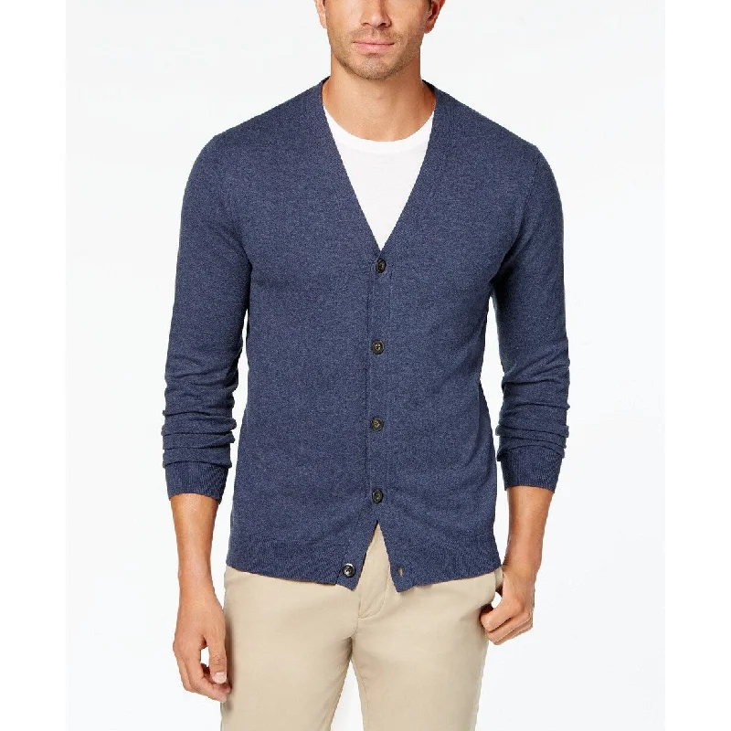 Club Room Men's Knit V-Neck Cardigan, Dark Blue Size Small Cool Men's Skate