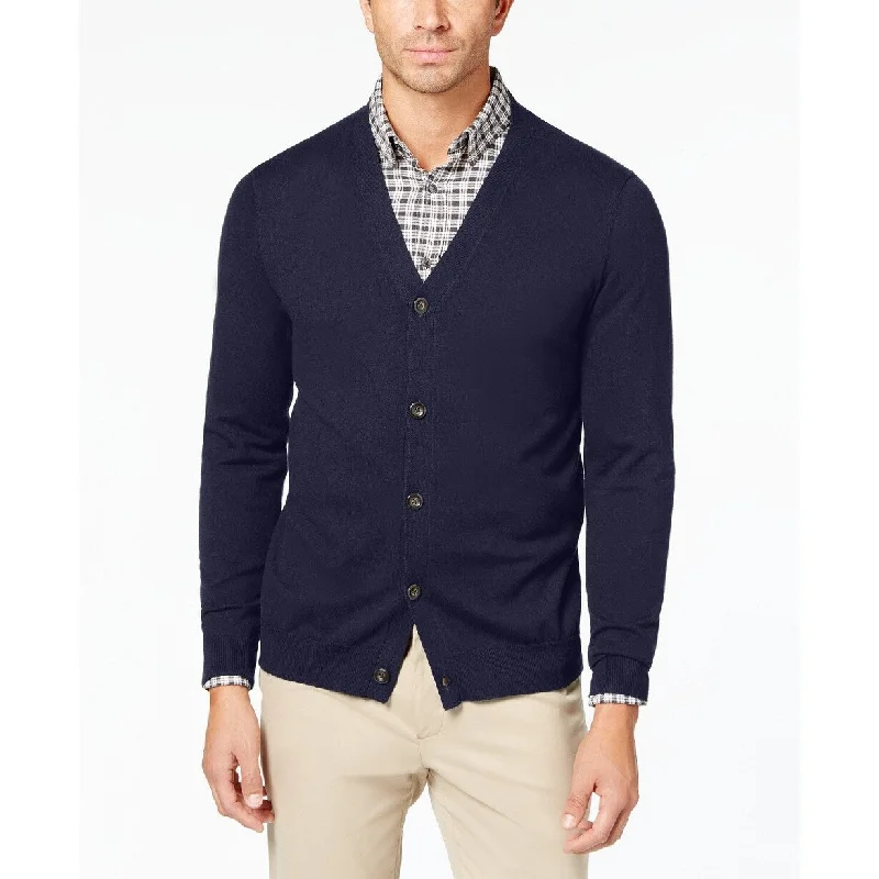 Club Room Men's Knit V-Neck Cardigan Navy Size Extra Large Cclassic Men's Tweed