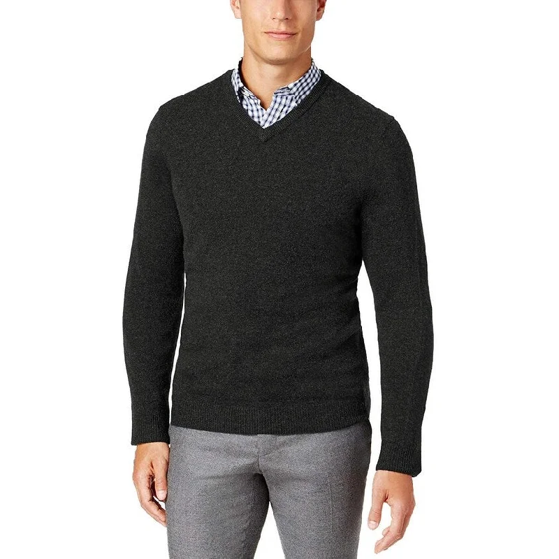 Club Room Men's Solid V-Neck Merino Wool Blend Sweater Black Size S - Small Elegant Men's Cashmere