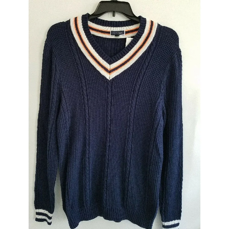 Club Room Men's Textured Cricket Sweater Blue Size Medium Earthy Men's Hemp