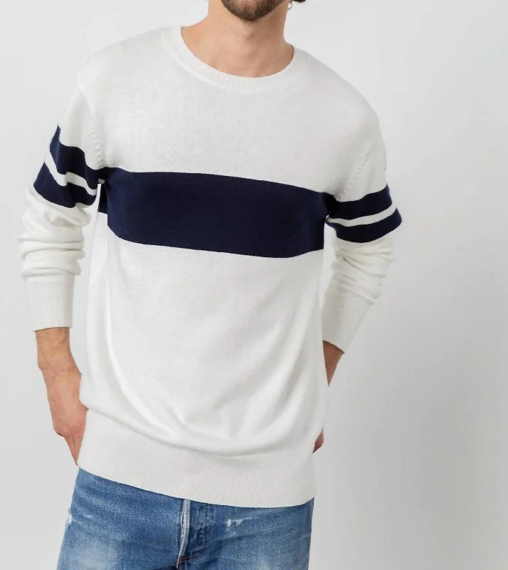 Delmar Surf Sweater In White/navy Dapper Men's 1920S