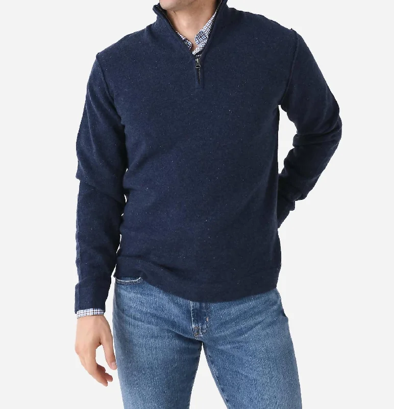 Donegal Trucker Knitted Pullover In Indigo Athletic Men's Compression