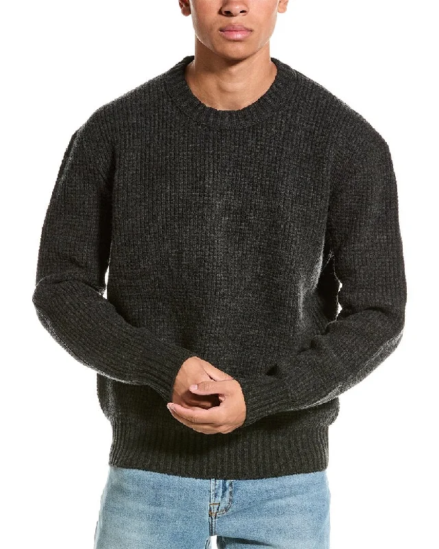 FRAME Denim Waffle Knit Wool Crewneck Sweater Hip Men's Urban