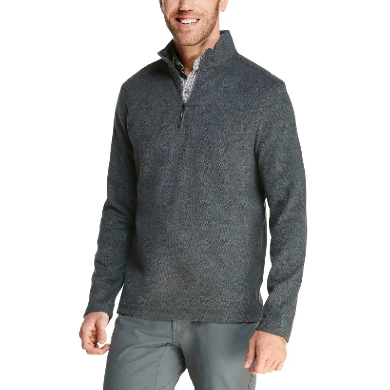 G.H. Bass & Co. Men's Herringbone Jacquard Fleece Quarter-Zip Sweater Black Size X-Large Casual Men's Short