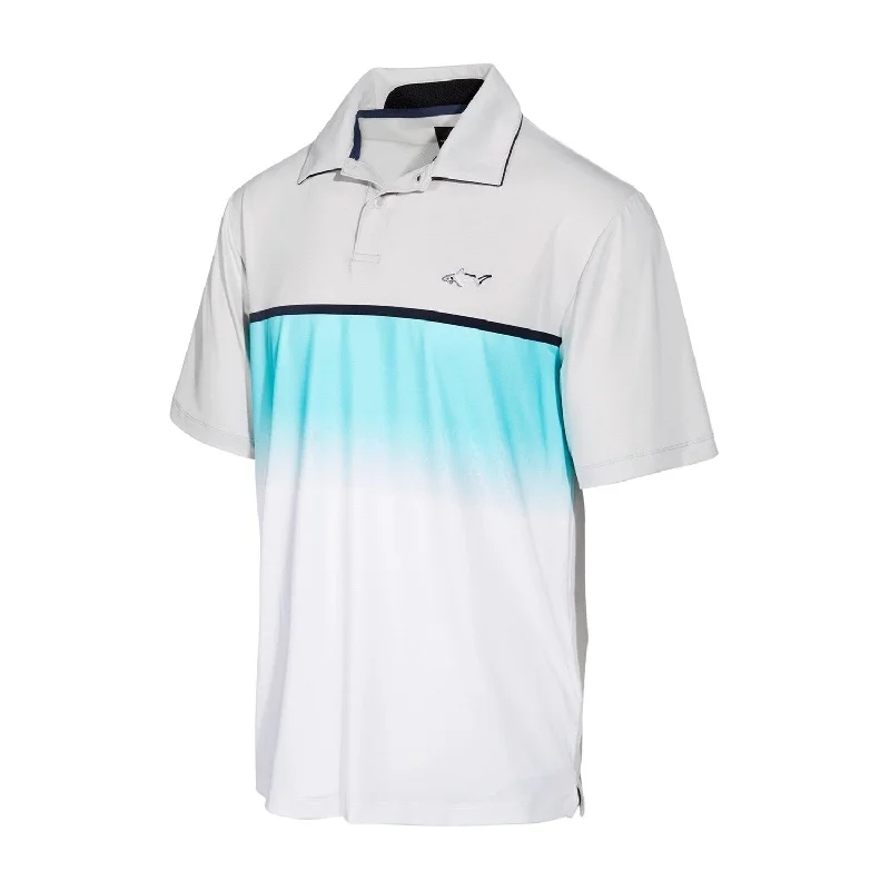 Greg Norman Men's Chest-Stripe Performance Rugby Polo Shirt Size Extra Large - Grey - XXXL Laid