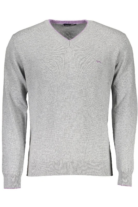 Harmont & Blaine Elegant V-Neck Sweater with Contrasting Men's Details Artistic Men's Hand