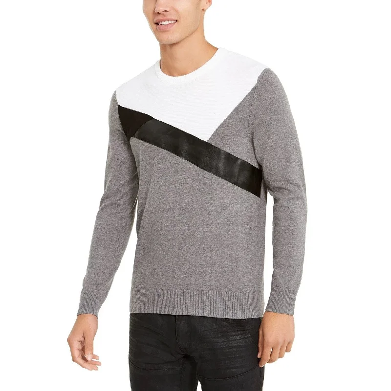 INC International Concepts Men's Colorblocked Sweater Grey Size X-Large Trendy Men's Bucket