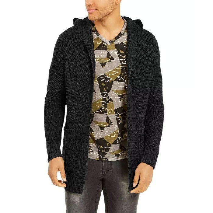 INC International Concepts Men's Hooded Cardigan Black Size Small Relaxed Men's Australian 