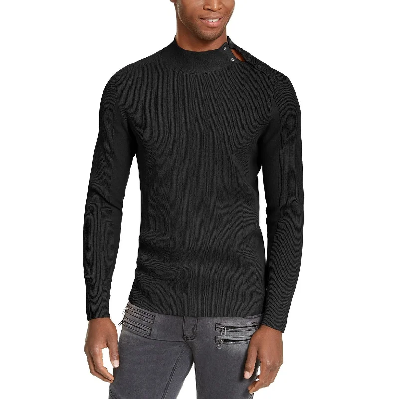 INC International Concepts Men's Ribbed Button Neck Sweater Black Size 2 Extra Large Unique Men's Patch