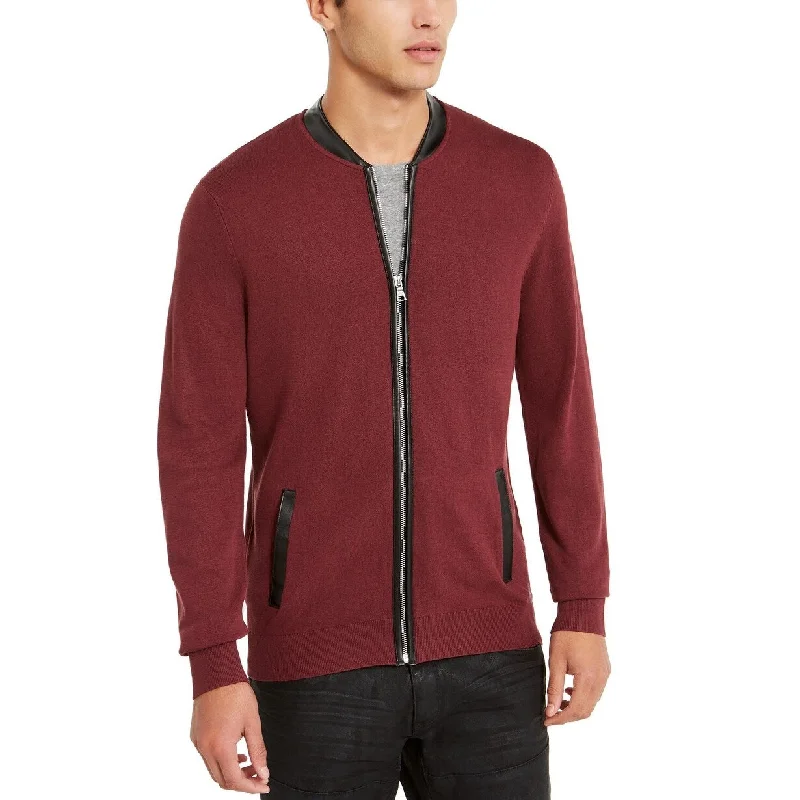 INC International Concepts Men's Zip-Front Cardigan Wine Size Large Cozy Men's Winter