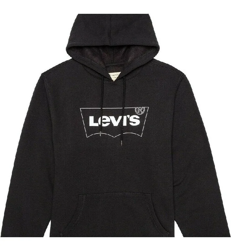 Levi's Men's Burndlen Fleece Logo Hoodie Black Size 2 Extra Large Cozy Men's Winter