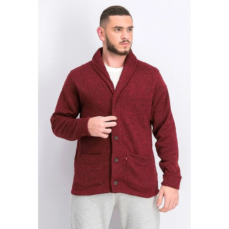 Levi's Men's Rand Shawl-Collar Cardigan Red Size Large Cool Men's Distressed