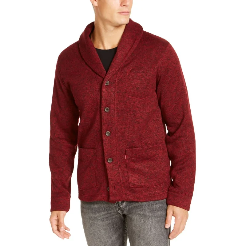 Levi's Men's Rand Shawl-Collar Cardigan Red Size Medium Masculine Men's Thick