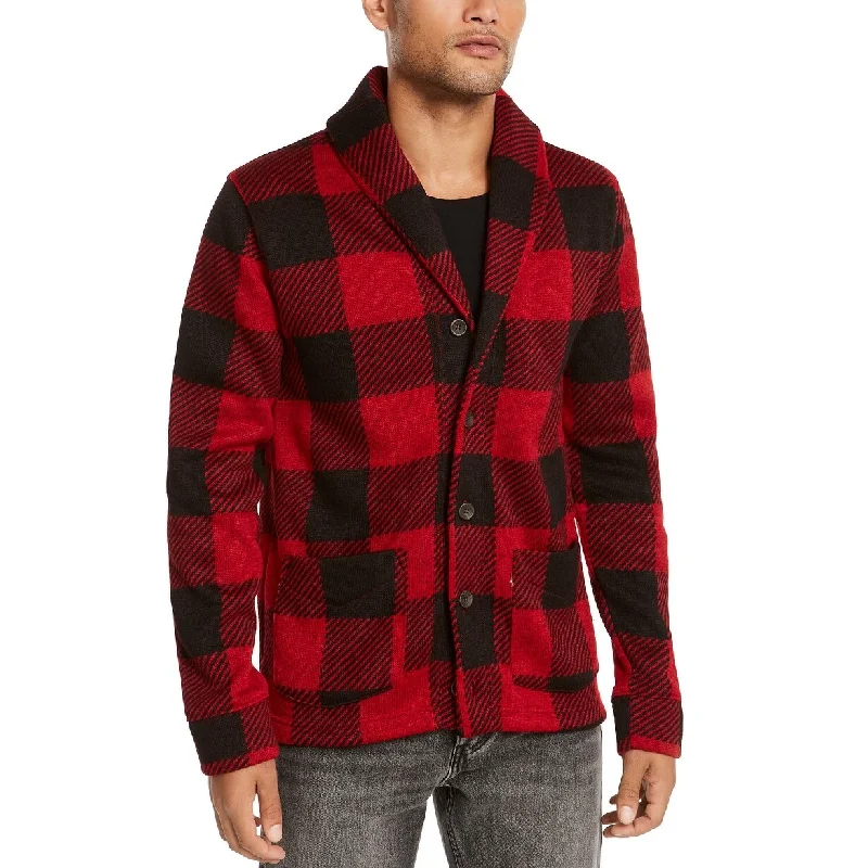 Levi's Men's Trouss Regular-Fit Buffalo Plaid Cardigan Red Size Large Modern Men's Geometric