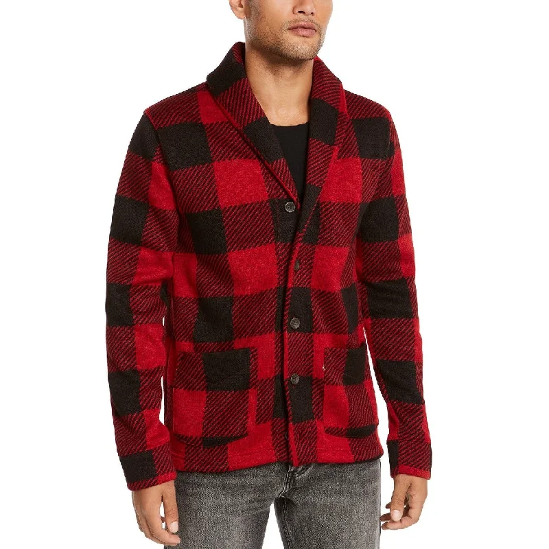 Levi's Men's Trouss Regular-Fit Buffalo Plaid Cardigan Red Size Small Sleek Men's Contemporary 