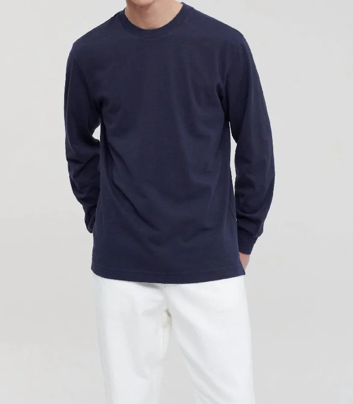 Long Sleeve Top In Dark Night Traditional Men's Wool