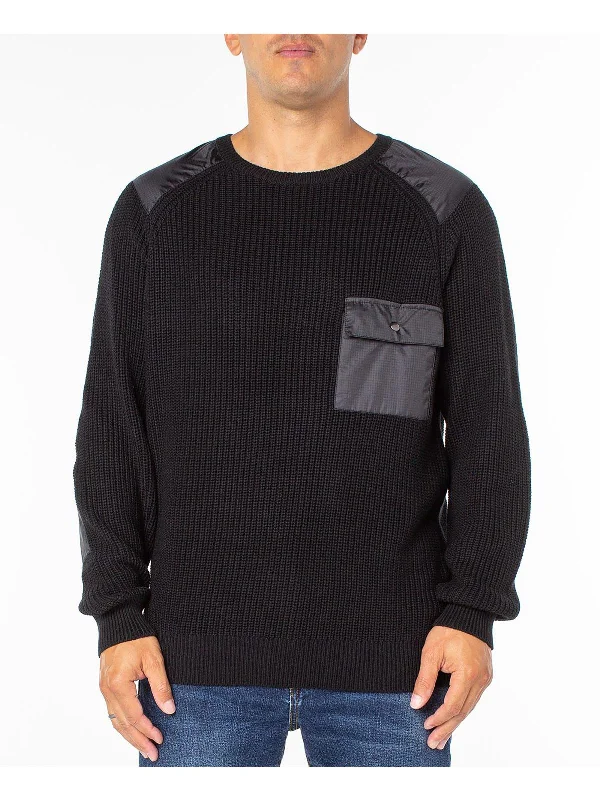 Mens Cable Knit Casual Pullover Sweater Streetwear Style