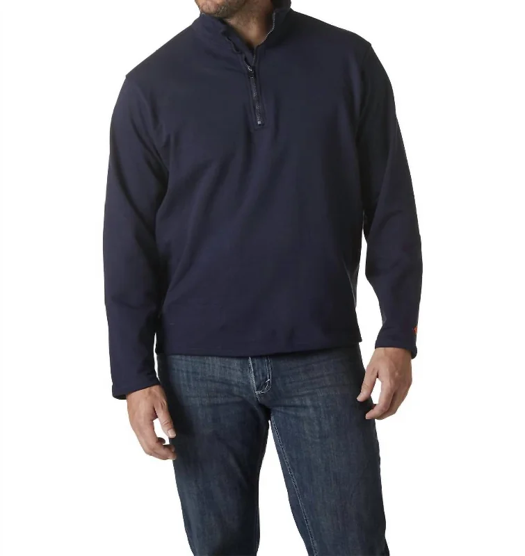 Men's Flame Resistant Quarter Zip Pullover In Navy Athletic Men's Compression