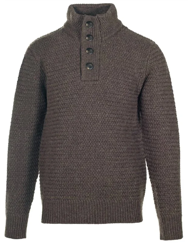 Men's Funnel Neck Military Sweater In Coffee Sophisticated Men's 