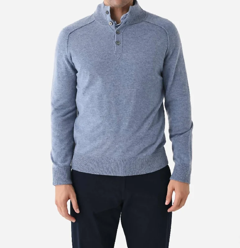 Men's High Neck Pullover In Light Blue Hip Men's Retro