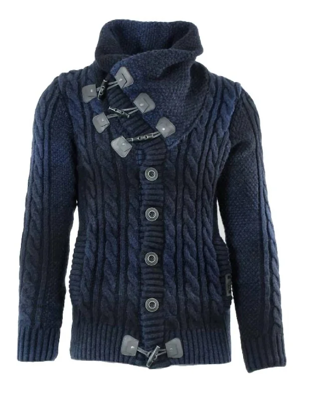 Men's Knitted Sweater In Navy/blue Practical Men's Multi