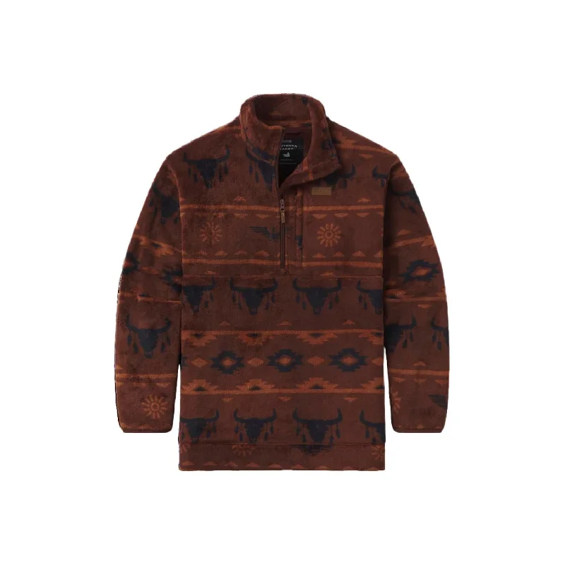 Men's Marfa Valley Fleece Pullover In Burnt Red Rugged Men's Outdoor 