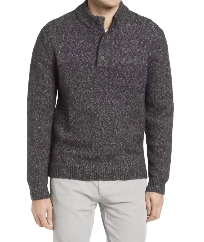 Men's Rivington Henley Sweater In Charcoal Relaxed Men's Beach