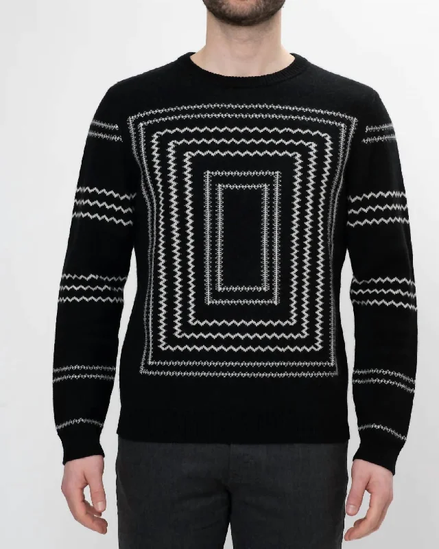 Men's Running Horse Sweater In Black Laid