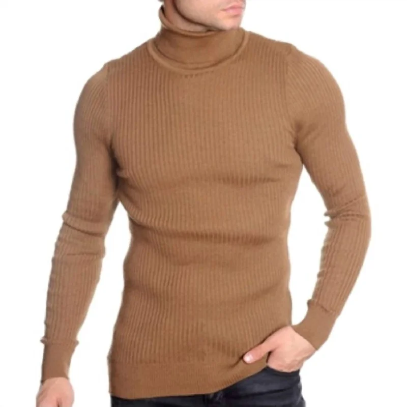 Men's Turtleneck Sweater In Camel Hip Men's Urban