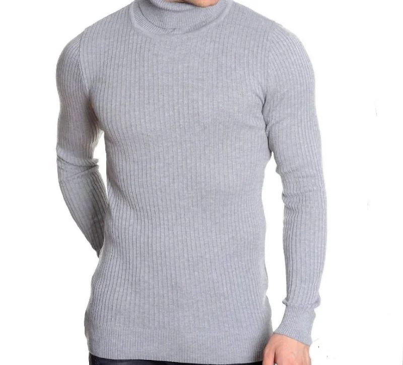 Men's Turtleneck Sweater In Grey Cozy Men's Winter