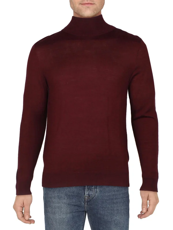 Mens Wool Blend Knit Turtleneck Sweater Sophisticated Men's 