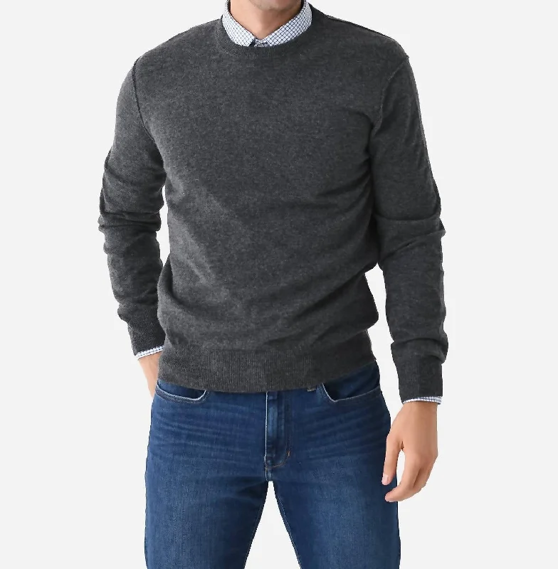 Men's Wool Cashmere Crewneck Sweater In Flannel Classic Men's Pin