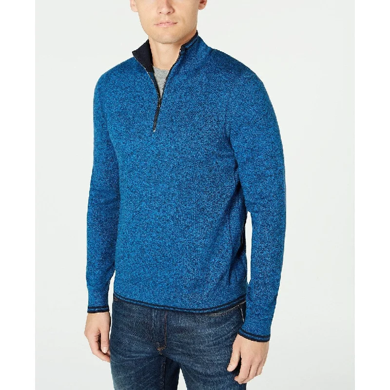 Michael Kors Men's Quarter-Zip Sweater Blue Size Extra Large - X-Large Sleek Men's Contemporary 