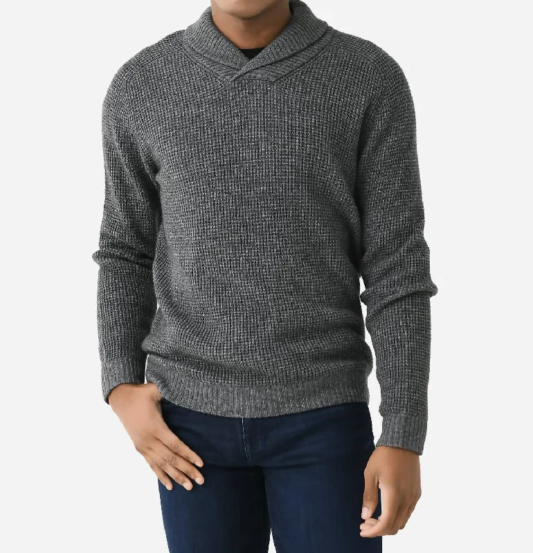 Miland Popover Shawl Sweater In Gale Grey Luxurious Men's High