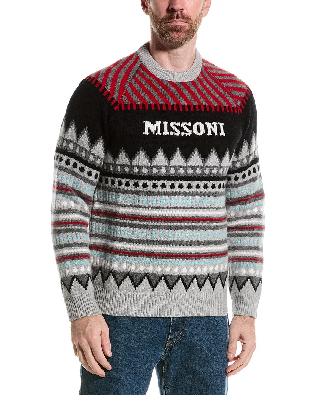 Missoni Wool-Blend Crewneck Sweater Trendy Men's Scandinavian