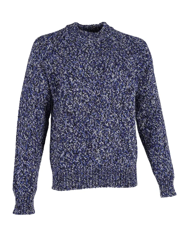 Mr. P Knitted Sweater in Blue Merino Wool Confident Men's High